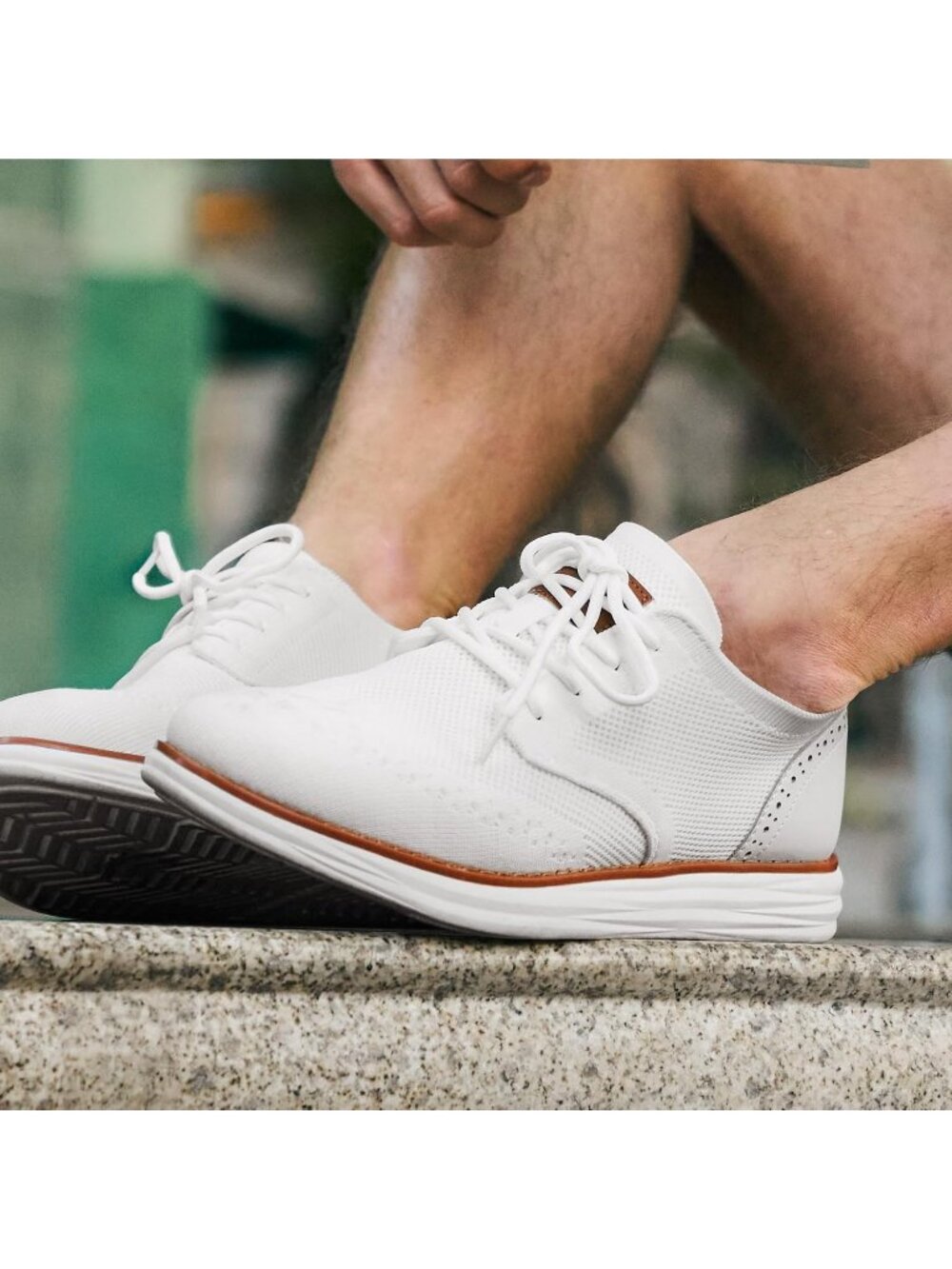 Men's White Knit Mesh Dress Sneakers Lace Up Casual Walking Oxford Shoes - Picture 6 of 6